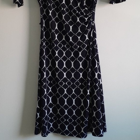 Gilli Trista Faux Wrap Jersey Dress Geometric Prints Black & White Style D3762 S - Picture 7 of 12